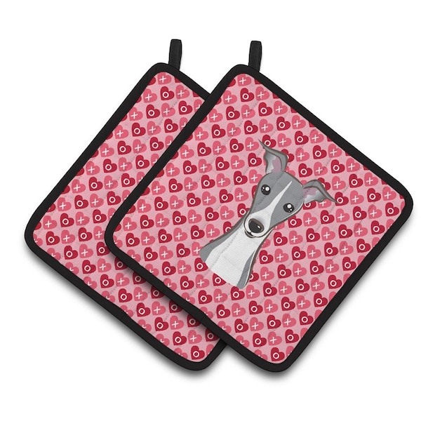 Carolines Treasures Italian Greyhound Hearts Pair of Pot Holders - BB5306PTHD