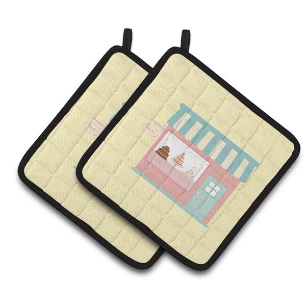 Carolines Treasures Bake Shoppe on Yellow Pair of Pot Holders - BB7284PTHD