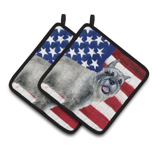 Carolines Treasures Schnauzer Patriotic Pair of Pot Holders - BB9662PTHD