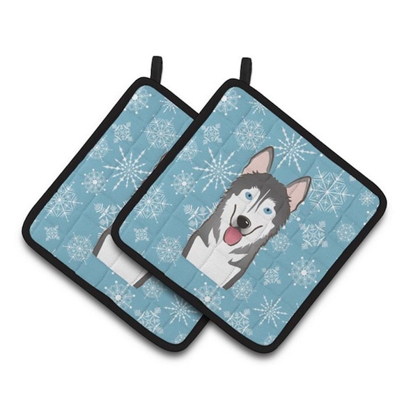 Carolines Treasures Snowflake Alaskan Malamute Pair of Pot Holders, 7.5 x 3 x 7.5 in. - BB1652PTHD