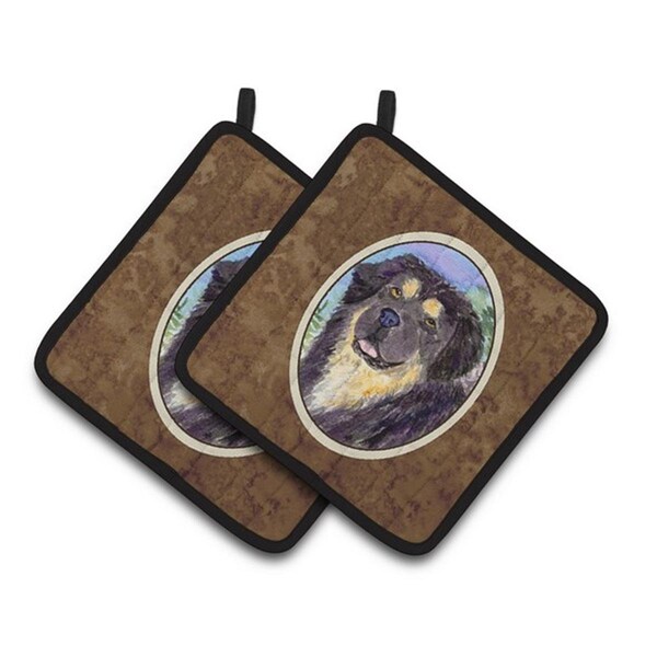 Carolines Treasures Tibetan Mastiff Pair of Pot Holders, 7.5 x 3 x 7.5 in. - SS8930PTHD