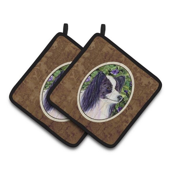 Carolines Treasures Papillon Pair of Pot Holders, 7.5 x 3 x 7.5 in. - SS8896PTHD