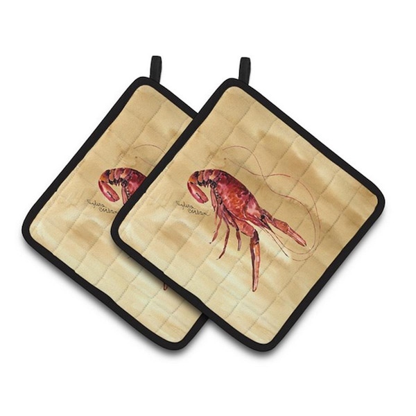 Carolines Treasures Crawfish Pair of Pot Holders, 7.5 x 3 x 7.5 in. - 8230PTHD