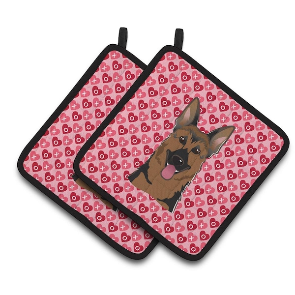 Carolines Treasures German Shepherd Hearts Pair of Pot Holders - BB5281PTHD