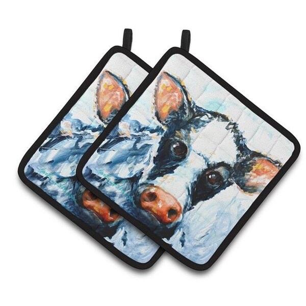 Carolines Treasures Carolines Treasures MW1320PTHD Cow Lick Pair of Pot Holders - MW1320PTHD