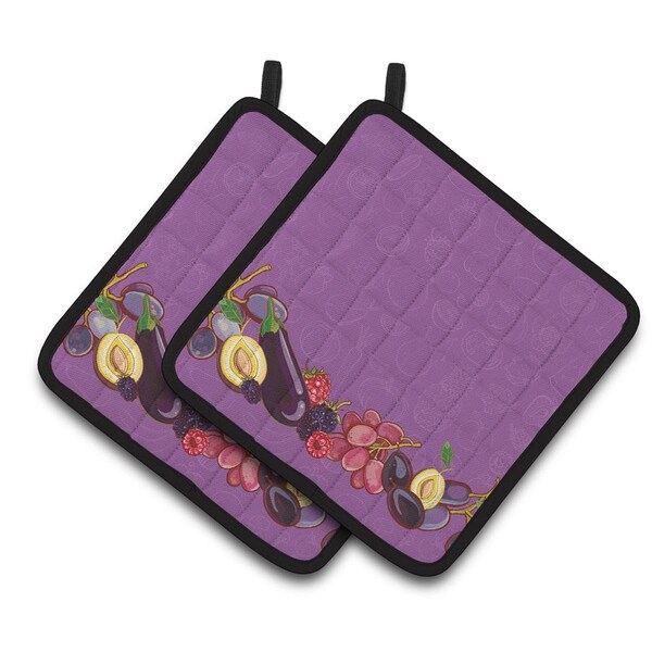 Carolines Treasures Fruits and Vegetables in Purple Pair of Pot Holders - BB5132PTHD