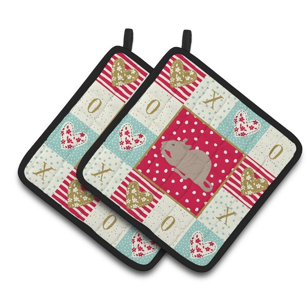 Carolines Treasures 7.5 x 7.5 in. Fuzz Rat Love Pair of Pot Holders - CK5460PTHD