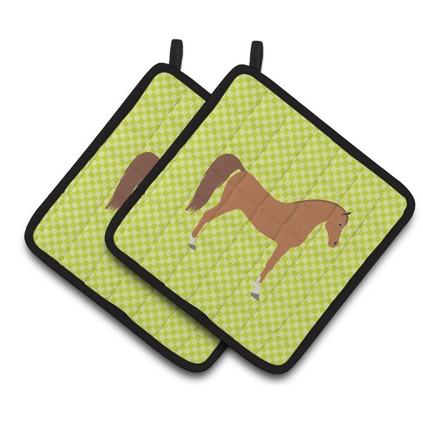 Carolines Treasures Arabian Horse Green Pair of Pot Holders - BB7737PTHD