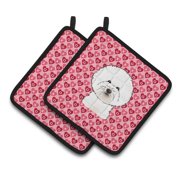 Carolines Treasures Bichon Frise Hearts Pair of Pot Holders - BB5287PTHD