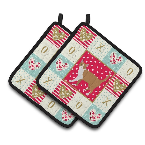 Carolines Treasures 7.5 x 7.5 in. Brazilian Shorthair Cat Love Pair of Pot Holders - CK5565PTHD