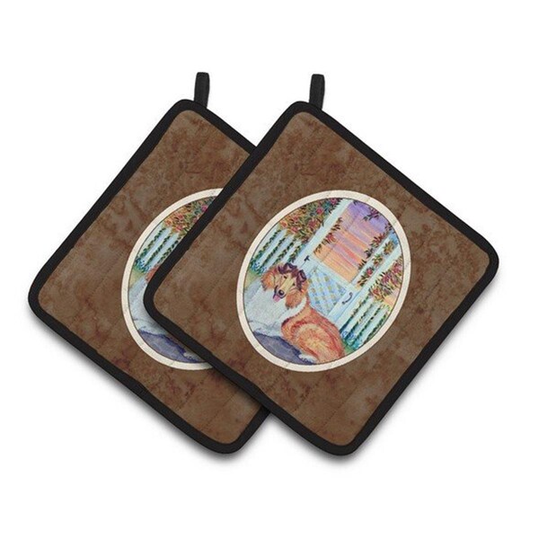 Carolines Treasures Collie Pair of Pot Holders, 7.5 x 3 x 7.5 in. - 7147PTHD