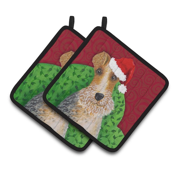 Carolines Treasures Wire Fox Terrier Christmas Pair of Pot Holders - VHA3040PTHD
