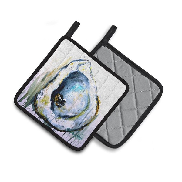 Carolines Treasures Aqua Sand Oyster Pair of Pot Holders - MW1300PTHD