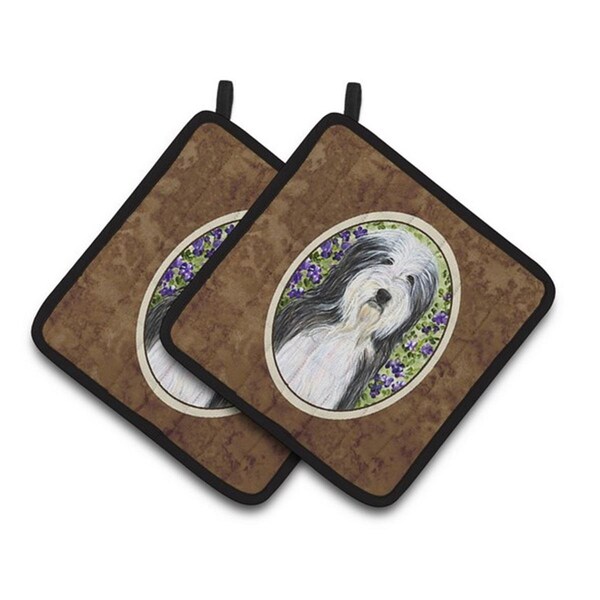 Carolines Treasures Bearded Collie Pair of Pot Holders, 7.5 x 3 x 7.5 in. - SS8022PTHD