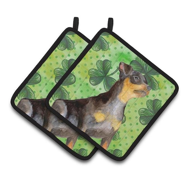 Carolines Treasures Carolines Treasures BB9898PTHD Miniature Pinscher No.2 St.Patricks Pair of Pot Holders - BB9898PTHD