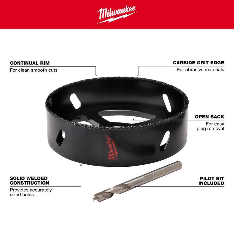 Broca para agujero de luz empotrada de carburo de 5-3/8 pulgadas con broca guía - 49-56-0303