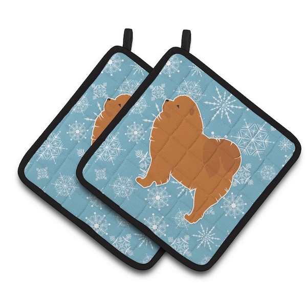 Carolines Treasures Winter Snowflake Chow Chow Pair of Pot Holders - BB3551PTHD