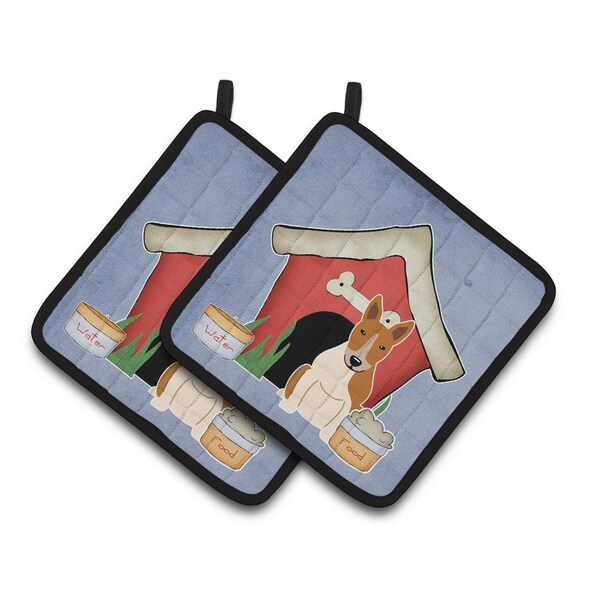 Carolines Treasures Dog House Collection Bull Terrier Red and White Pair of Pot Holders - BB2889PTHD