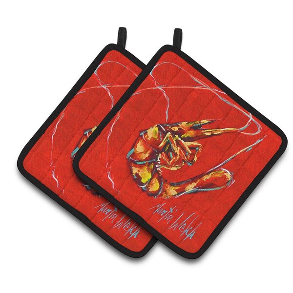Carolines Treasures Red Shrimp Pair of Pot Holders - MW1347PTHD
