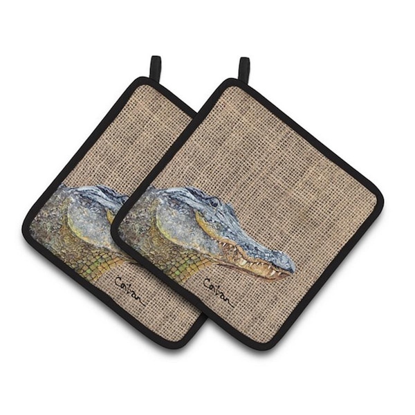 Carolines Treasures Alligator Pair of Pot Holders, 7.5 x 3 x 7.5 in. - 8733PTHD