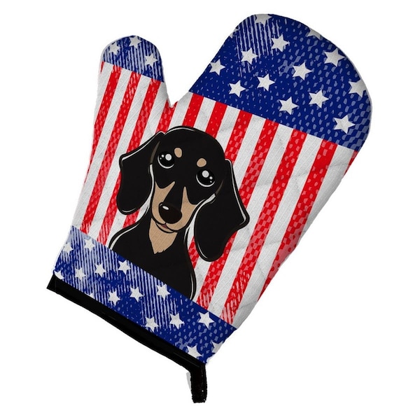 Carolines Treasures American Flag and Smooth Black and Tan Dachshund Oven Mitt - BB2145OVMT