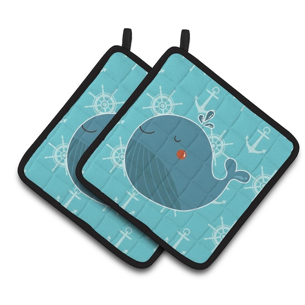 Carolines Treasures Blue Whale Pair of Pot Holders - BB6734PTHD