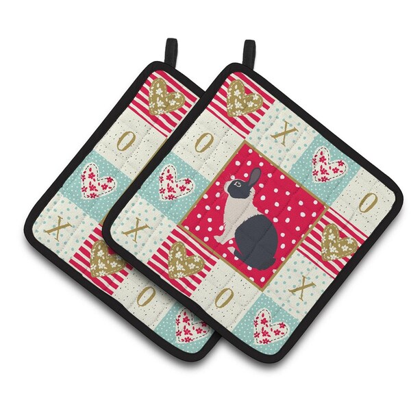 Carolines Treasures 7.5 x 7.5 in. Dutch Rabbit Love Pair of Pot Holders - CK5385PTHD
