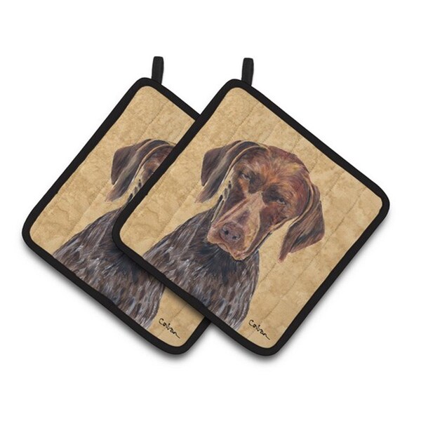 Carolines Treasures German Shorthaired Pointer Wipe Your Paws Pair of Pot Holders, 7.5 x 3 x 7.5 in. - SC9117PTHD