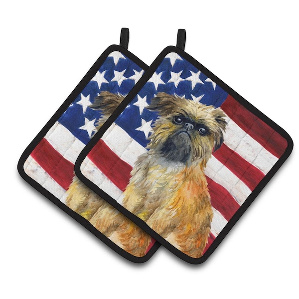 Carolines Treasures Brussels Griffon Patriotic Pair of Pot Holders - BB9687PTHD