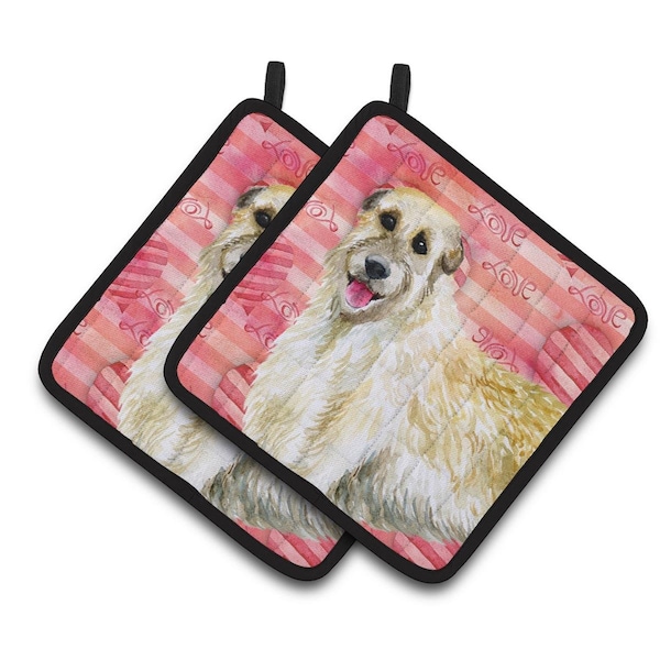 Carolines Treasures Irish Wolfhound Love Pair of Pot Holders - BB9757PTHD