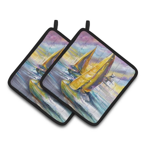 Carolines Treasures Middle Bay Lighthouse Sailboats Pair of Pot Holders, 7.5 x 3 x 7.5 in. - JMK1234PTHD