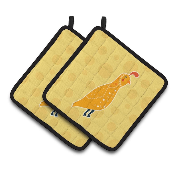 Carolines Treasures Partridge in Polkadots Pair of Pot Holders - BB6739PTHD
