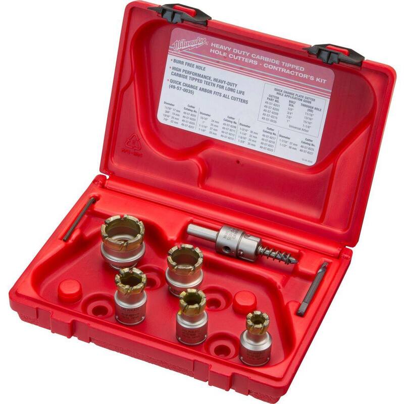 Kit de sierra perforadora para contratistas de acero con cortador de carburo de Milwaukee (7 piezas) - 49-22-8210