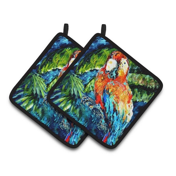 Carolines Treasures Yo Yo Mama Parrot Pair of Pot Holders, 7.5 x 3 x 7.5 in. - MW1204PTHD