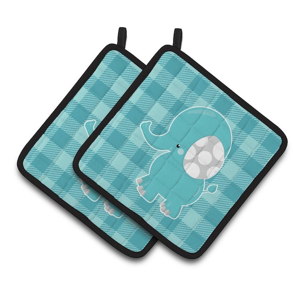 Carolines Treasures Striped Elephant Pair of Pot Holders - BB6841PTHD