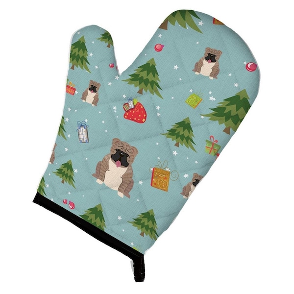 Carolines Treasures Christmas English Bulldog Grey and Brindle Oven Mitt - BB4786OVMT
