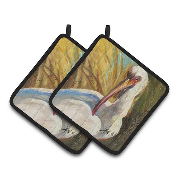 Carolines Treasures White Ibis Pair of Pot Holders, 7.5 x 3 x 7.5 in. - JMK1222PTHD