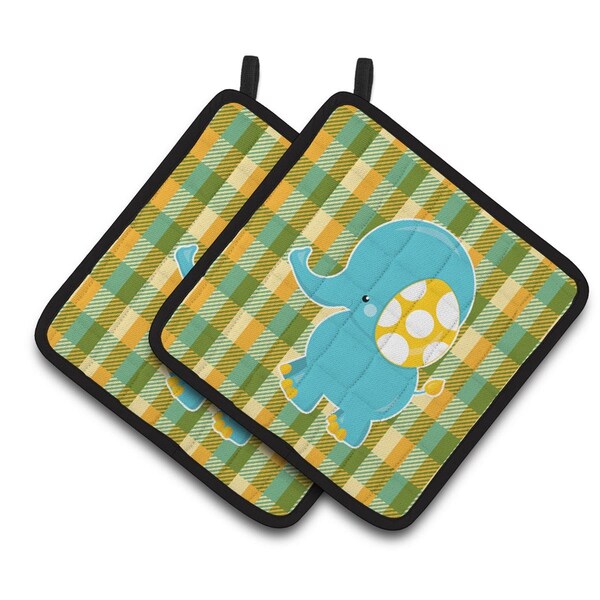 Carolines Treasures Boy Elephant Pair of Pot Holders - BB6822PTHD