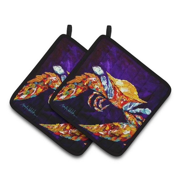 Carolines Treasures Crab The Right Stuff Pair of Pot Holders, 7.5 x 3 x 7.5 in. - MW1127PTHD