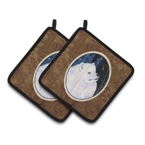 Carolines Treasures Starry Night Samoyed Pair of Pot Holders, 7.5 x 3 x 7.5 in. - SS8376PTHD