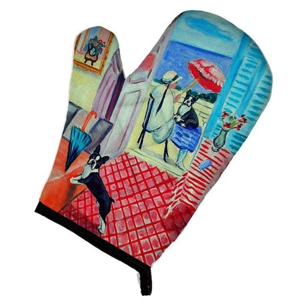 Carolines Treasures Carolines Treasures 7120OVMT Lady with Her Boston Terrier Oven Mitt - 7120OVMT