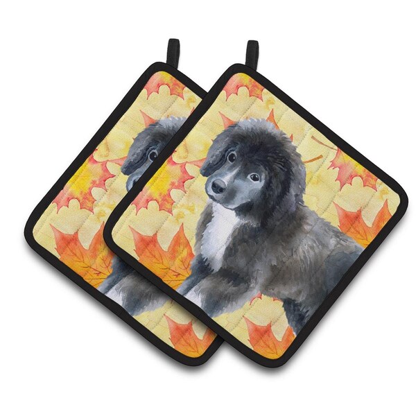 Carolines Treasures Newfoundland Puppy Fall Pair of Pot Holders - BB9960PTHD