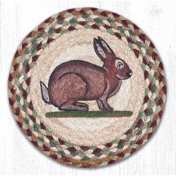 Razoredge 10 x 10 in. Jute Round Vintage Rabbit Printed Trivet - RA2548713