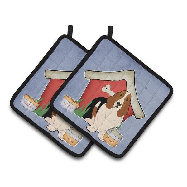 Carolines Treasures Carolines Treasures BB2775PTHD Dog House Collection Basset Hound Pair of Pot Holders - BB2775PTHD