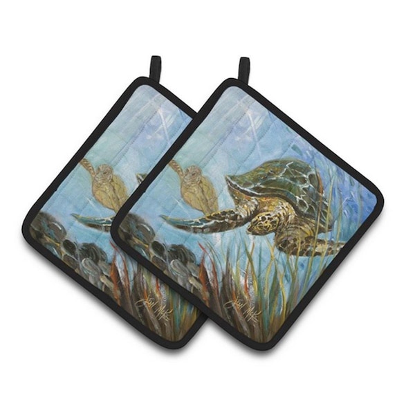 Carolines Treasures Loggerhead Sea Turtle Pair of Pot Holders, 7.5 x 3 x 7.5 in. - JMK1261PTHD