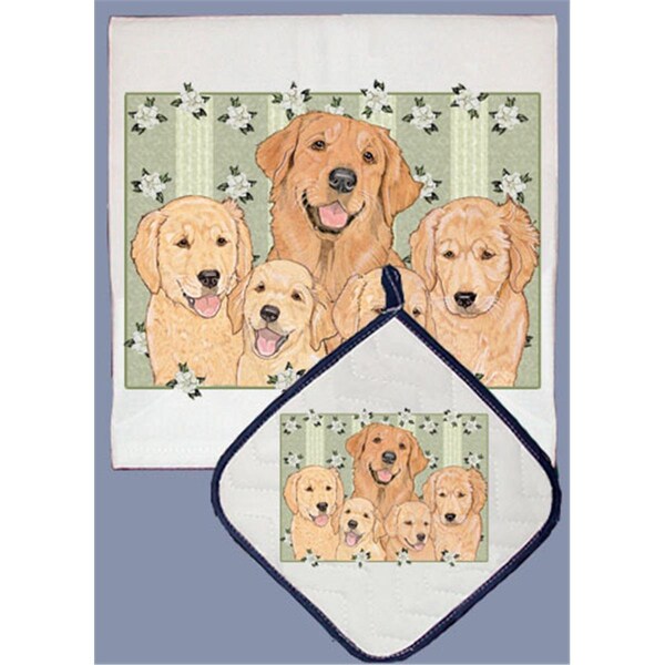 Bakebetter Dish Towel and Pot Holder Set - Golden Retriever - BA2633749