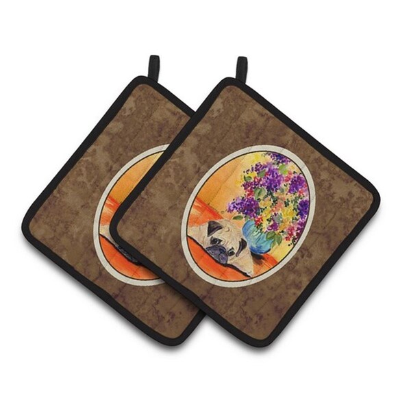 Carolines Treasures Pug Pair of Pot Holders, 7.5 x 3 x 7.5 in. - SS8294PTHD