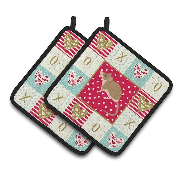 Carolines Treasures 7.5 x 7.5 in. Spiny Mouse Love Pair of Pot Holders - CK5453PTHD