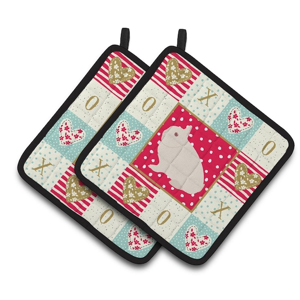 Carolines Treasures 7.5 x 7.5 in. Hermelin Rabbit Love Pair of Pot Holders - CK5391PTHD