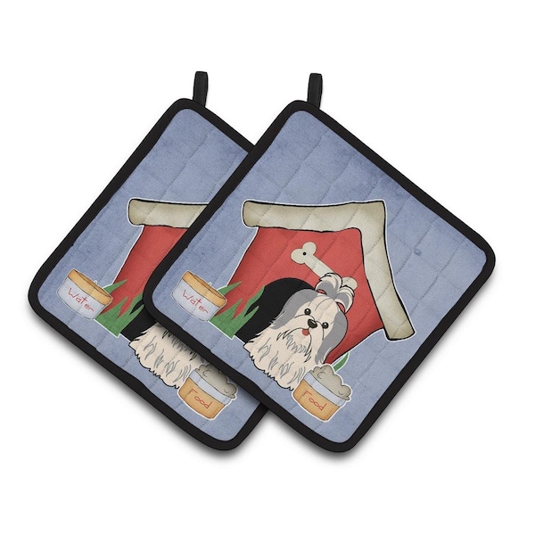 Carolines Treasures Dog House Collection Shih Tzu Silver and White Pair of Pot Holders - BB2839PTHD